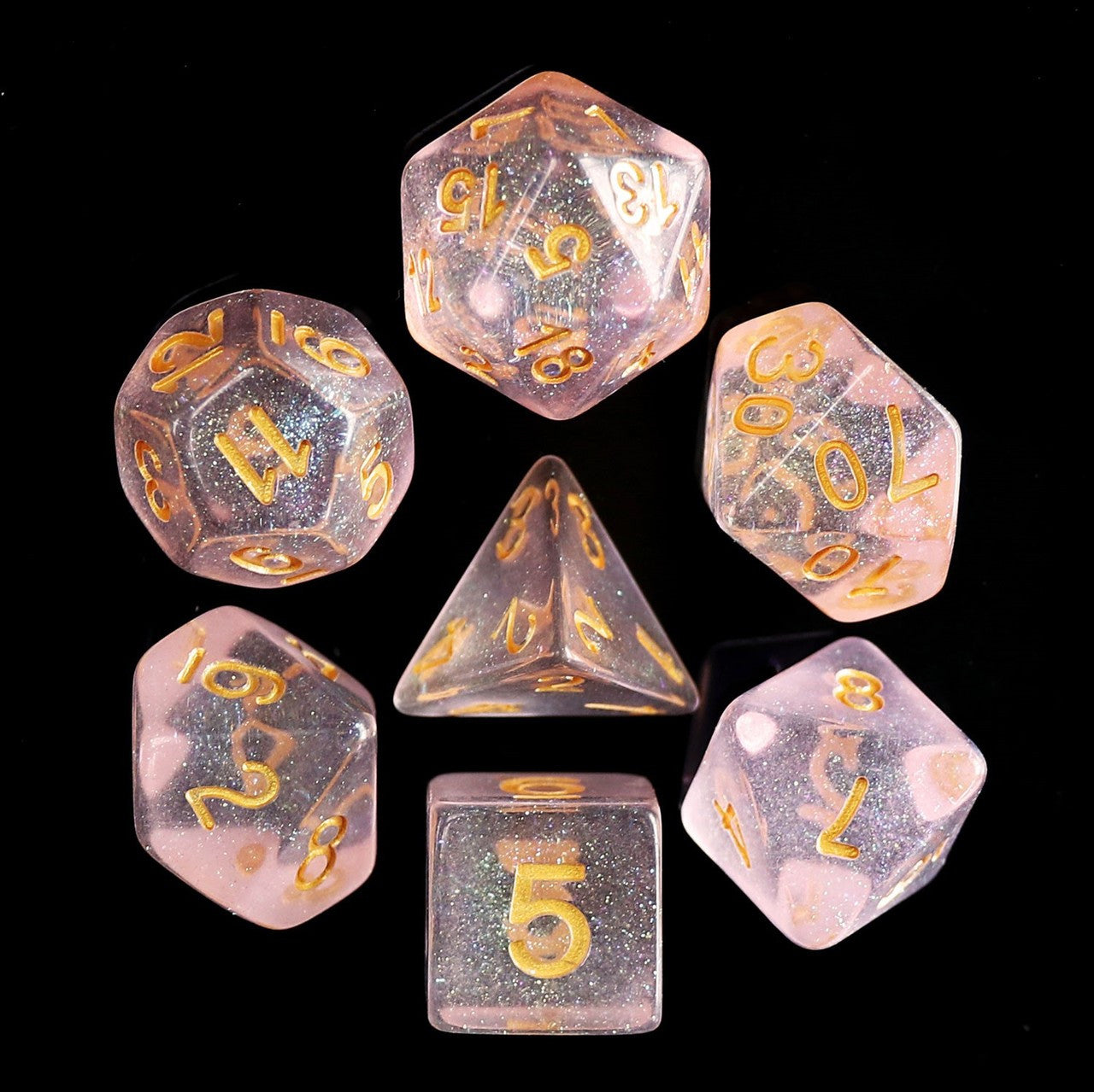 Pink Iridescent 7 pc Dice Set